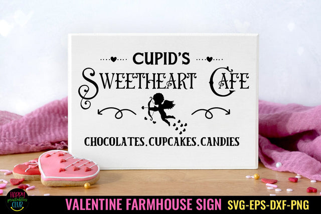 Cupid's Sweetheart Cafe SVG I Farmhouse Valentine Sign SVG SVG Happy Printables Club 
