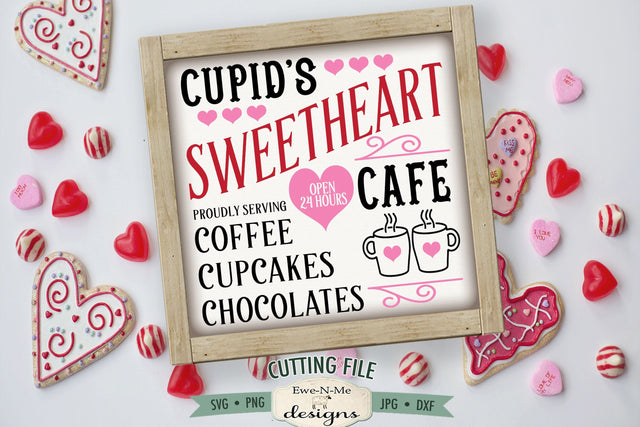 Cupids Sweetheart Cafe SVG | Valentine Sign SVG SVG Ewe-N-Me Designs 