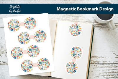 Cure Spring Cat Printable Round Magnetic Bookmark SVG Templates by Pauline 