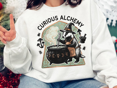 Curious Alchemy PNG, Witch Badger Halloween Design SVG DesignDestine 