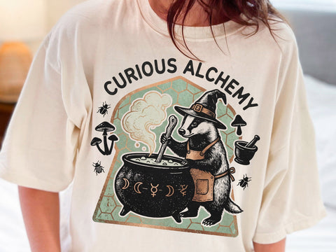Curious Alchemy PNG, Witch Badger Halloween Design SVG DesignDestine 
