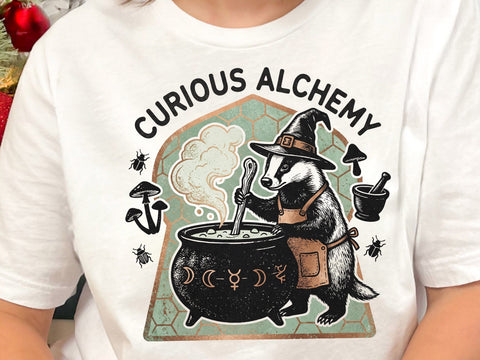 Curious Alchemy PNG, Witch Badger Halloween Design SVG DesignDestine 