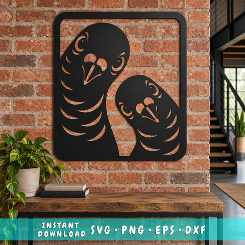 Curious Pigeons Laser SVG | Pigeon Metal Wall Art | Bird DXF Cut File | Pigeon CNC Plasma Cutting | Curious Birds Svg SVG HappyDesignStudio 