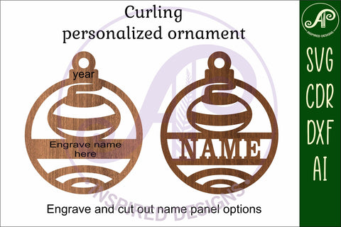 Curling Christmas Ornament SVG laser cut SVG APInspireddesigns 