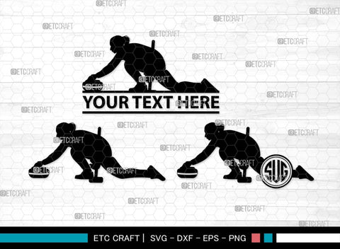 Curling Monogram, Curling Silhouette, Curling SVG, Curling Sport Svg, Sport Svg, Curling Broom Svg, Winter Sports Svg, SB00561 SVG ETC Craft 