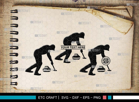 Curling Monogram, Curling Silhouette, Curling SVG, Curling Sport Svg, Sport Svg, Curling Broom Svg, Winter Sports Svg, SB00561 SVG ETC Craft 