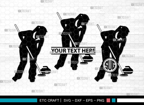 Curling Monogram, Curling Silhouette, Curling SVG, Curling Sport Svg, Sport Svg, Curling Broom Svg, Winter Sports Svg, SB00561 SVG ETC Craft 