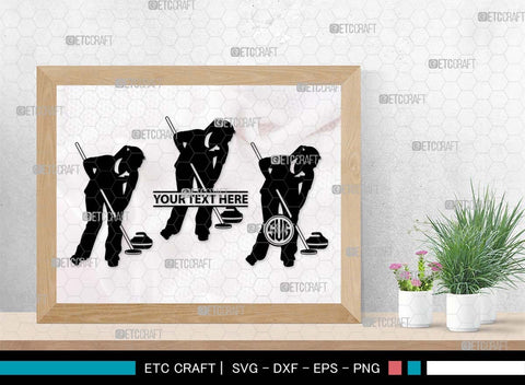 Curling Monogram, Curling Silhouette, Curling SVG, Curling Sport Svg, Sport Svg, Curling Broom Svg, Winter Sports Svg, SB00561 SVG ETC Craft 