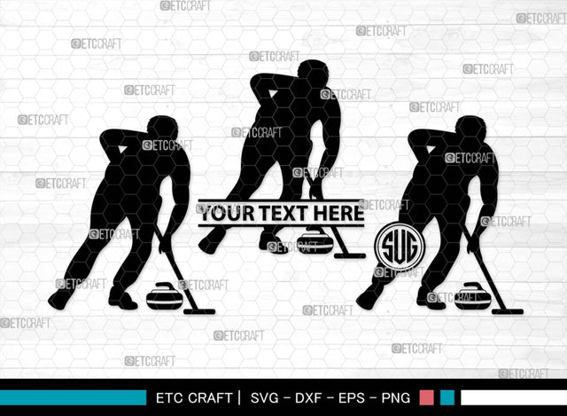 Curling Monogram, Curling Silhouette, Curling SVG, Curling Sport Svg, Sport Svg, Curling Broom Svg, Winter Sports Svg, SB00561 SVG ETC Craft 