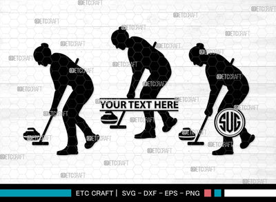 Curling Monogram, Curling Silhouette, Curling SVG, Curling Sport Svg, Sport Svg, Curling Broom Svg, Winter Sports Svg, SB00561 SVG ETC Craft 