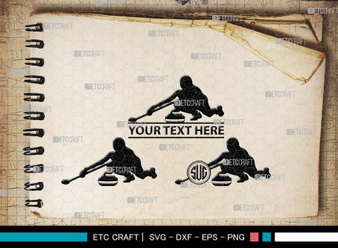 Curling Monogram, Curling Silhouette, Curling SVG, Curling Sport Svg, Sport Svg, Curling Broom Svg, Winter Sports Svg, SB00561 SVG ETC Craft 