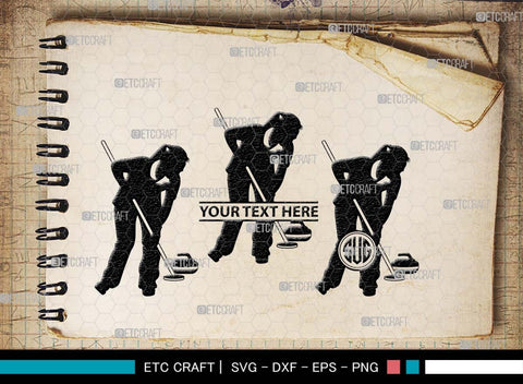 Curling Monogram, Curling Silhouette, Curling SVG, Curling Sport Svg, Sport Svg, Curling Broom Svg, Winter Sports Svg, SB00561 SVG ETC Craft 