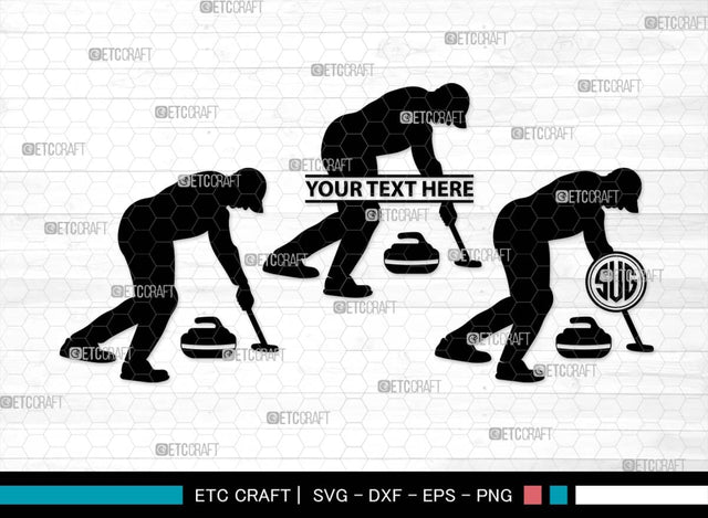 Curling Monogram, Curling Silhouette, Curling SVG, Curling Sport Svg, Sport Svg, Curling Broom Svg, Winter Sports Svg, SB00561 SVG ETC Craft 