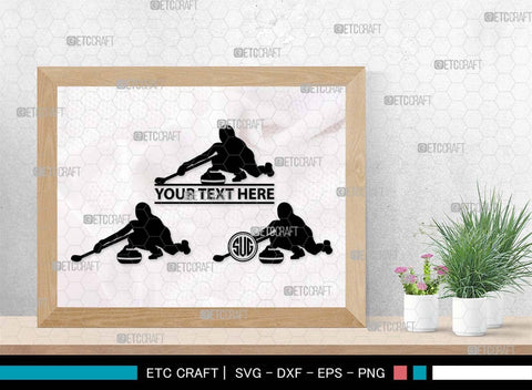 Curling Monogram, Curling Silhouette, Curling SVG, Curling Sport Svg, Sport Svg, Curling Broom Svg, Winter Sports Svg, SB00561 SVG ETC Craft 
