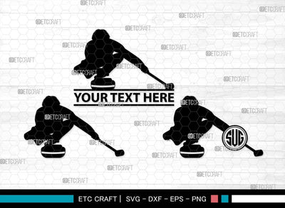 Curling Monogram, Curling Silhouette, Curling SVG, Curling Sport Svg, Sport Svg, Curling Broom Svg, Winter Sports Svg, SB00561 SVG ETC Craft 