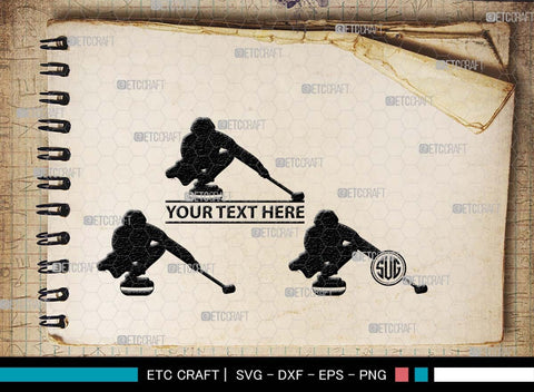 Curling Monogram, Curling Silhouette, Curling SVG, Curling Sport Svg, Sport Svg, Curling Broom Svg, Winter Sports Svg, SB00561 SVG ETC Craft 