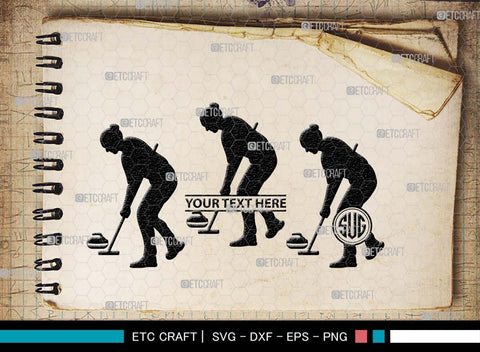 Curling Monogram, Curling Silhouette, Curling SVG, Curling Sport Svg, Sport Svg, Curling Broom Svg, Winter Sports Svg, SB00561 SVG ETC Craft 