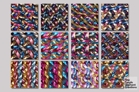 Curling Satin Ribbons Texture Paper Digital Pattern Fine Purple Elephant Creations 
