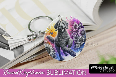 Curly-Coated Retriever Keychain - Dog mom Floral Keychain Sublimation Design Sublimation OrangeBrushStudio 