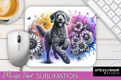 Curly-Coated Retriever Mouse Pad Design - Dog Mom Floral Mousepad Sublimation Sublimation OrangeBrushStudio 