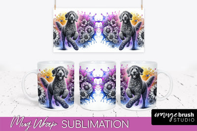 Curly-Coated Retriever Mug Wrap - Dog Mom Floral Coffee Mug PNG Sublimation Sublimation OrangeBrushStudio 