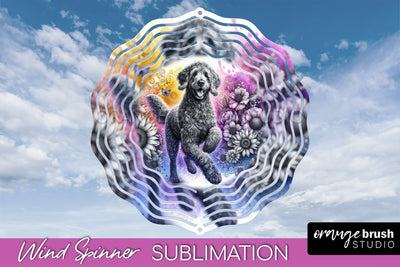Curly-Coated Retriever Wind Spinner, Dog Mom Floral Wind Spinner Sublimation Sublimation OrangeBrushStudio 