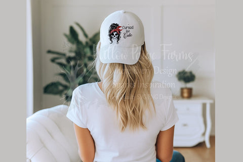 Cursed But Cute Skull Girl | Messy Bun Bandana Gothic SVG Design SVG Willow Paige Farms 