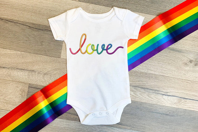 Cursive Rainbow Love Embroidery Embroidery/Applique DESIGNS Designed by Geeks 