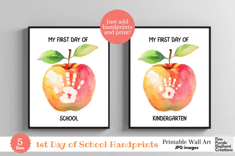 Custom 1st Day of School Digital Art Print | Keepsake Birthday Gift Digital Pattern Fine Purple Elephant Creations 