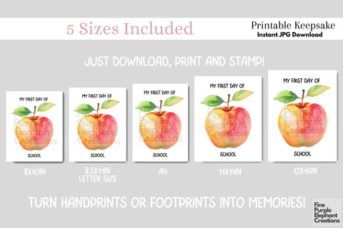 Custom 1st Day of School Digital Art Print | Keepsake Birthday Gift Digital Pattern Fine Purple Elephant Creations 