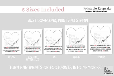 Custom Always Parent Handprint l Digital Art Print | Father Mother Day Keepsake Gift Digital Pattern Fine Purple Elephant Creations 
