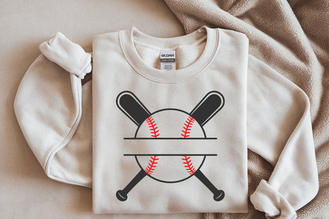 Custom Baseball Name Monogram Svg, Personalized Baseball Split Name Frame, Crossed Baseball Bats Svg SVG DesignDestine 