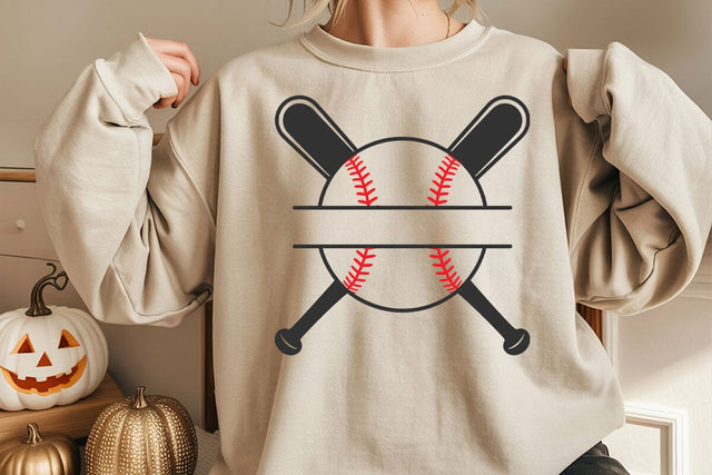 Custom Baseball Name Monogram Svg, Personalized Baseball Split Name Frame, Crossed Baseball Bats Svg SVG DesignDestine 