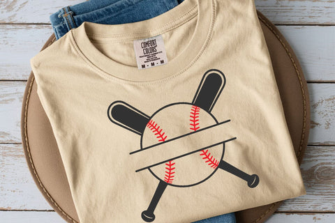 Custom Baseball Name Monogram Svg, Personalized Baseball Split Name Frame, Crossed Baseball Bats Svg SVG DesignDestine 