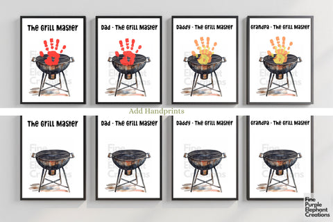 Custom BBQ Grill Master Handprint Digital Art Print | Father's Day Birthday Gift Digital Pattern Fine Purple Elephant Creations 