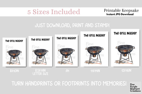 Custom BBQ Grill Master Handprint Digital Art Print | Father's Day Birthday Gift Digital Pattern Fine Purple Elephant Creations 