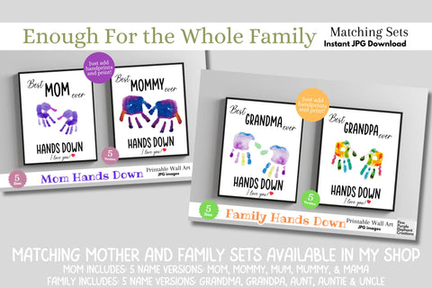 Custom Best Dad Hands Down Handprint l Digital Art Print | Father Mother Day Keepsake Gift Digital Pattern Fine Purple Elephant Creations 