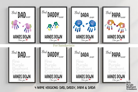 Custom Best Dad Hands Down Handprint l Digital Art Print | Father Mother Day Keepsake Gift Digital Pattern Fine Purple Elephant Creations 