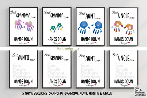 Custom Best Family Hands Down Handprint l Digital Art Print | Father Mother Day Keepsake Gift Digital Pattern Fine Purple Elephant Creations 
