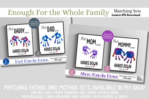 Custom Best Family Hands Down Handprint l Digital Art Print | Father Mother Day Keepsake Gift Digital Pattern Fine Purple Elephant Creations 