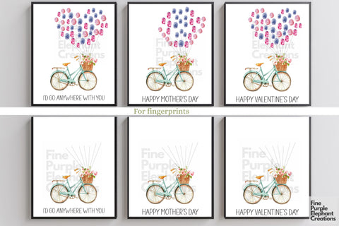 Custom Bicycle Fingerprint l Digital Art Print | Father Mother Day Keepsake Gift Digital Pattern Fine Purple Elephant Creations 