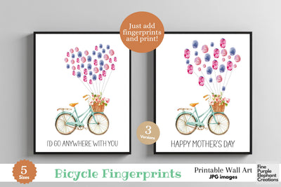 Custom Bicycle Fingerprint l Digital Art Print | Father Mother Day Keepsake Gift Digital Pattern Fine Purple Elephant Creations 