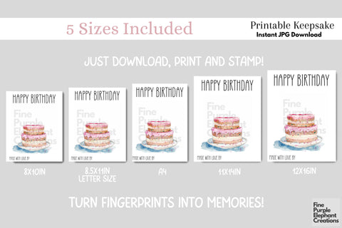 Custom Birthday Cake l Digital Art Print | Keepsake Gift Digital Pattern Fine Purple Elephant Creations 