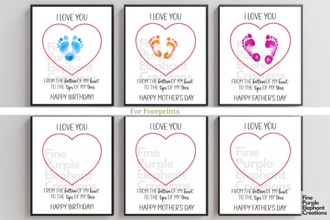 Custom Bottom Heart Toe Footprint l Digital Art Print | Father Mother Day Keepsake Gift Digital Pattern Fine Purple Elephant Creations 