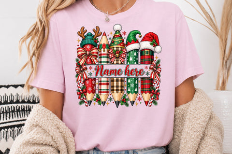 Custom Christmas Teacher Pencils PNG Sublimation nirmal108roy 