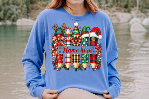 Custom Christmas Teacher Pencils PNG Sublimation nirmal108roy 