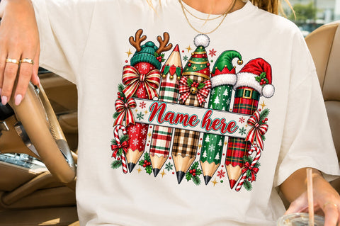 Custom Christmas Teacher Pencils PNG Sublimation nirmal108roy 