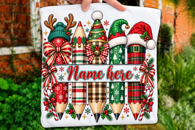 Custom Christmas Teacher Pencils PNG Sublimation nirmal108roy 