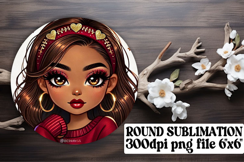 Custom circle designs, keychain-ready PNG for sublimation! , Love Girl Sublimation afrosvg 