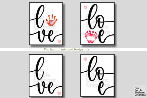 Custom Cursive Love Handprint Footprint l Digital Art Print | Father Mother Day Keepsake Gift Digital Pattern Fine Purple Elephant Creations 